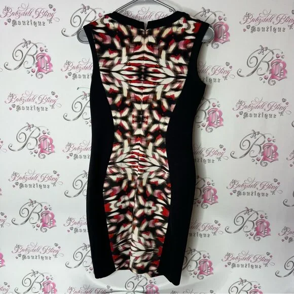 Maggy London dress blurry tight Black and Brown Bodycon Mini Dress swirl sexy